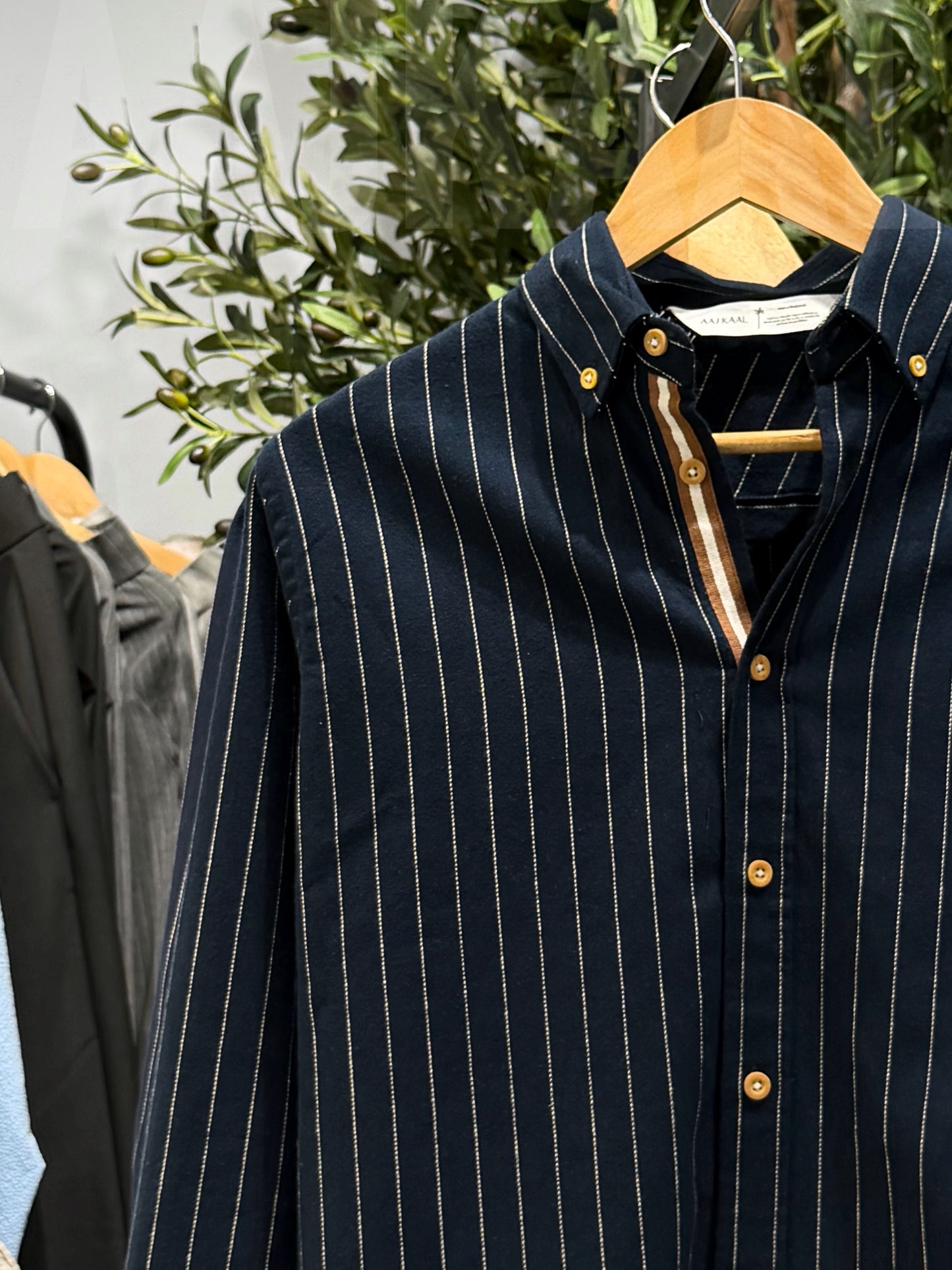 Navy Blue Old Money Full Sleeve Shirt