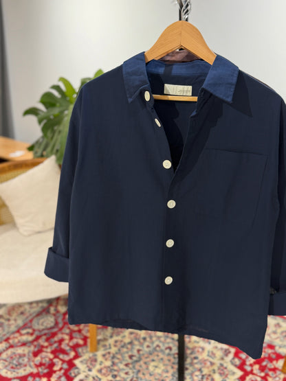 The Drape Shirt  - Navy Blue