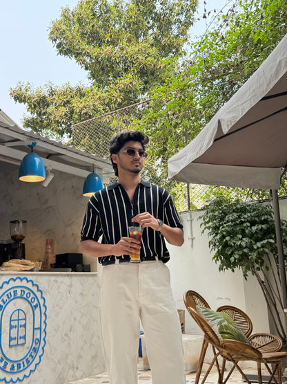 Aajkaal Black Zipper Knitted Polo