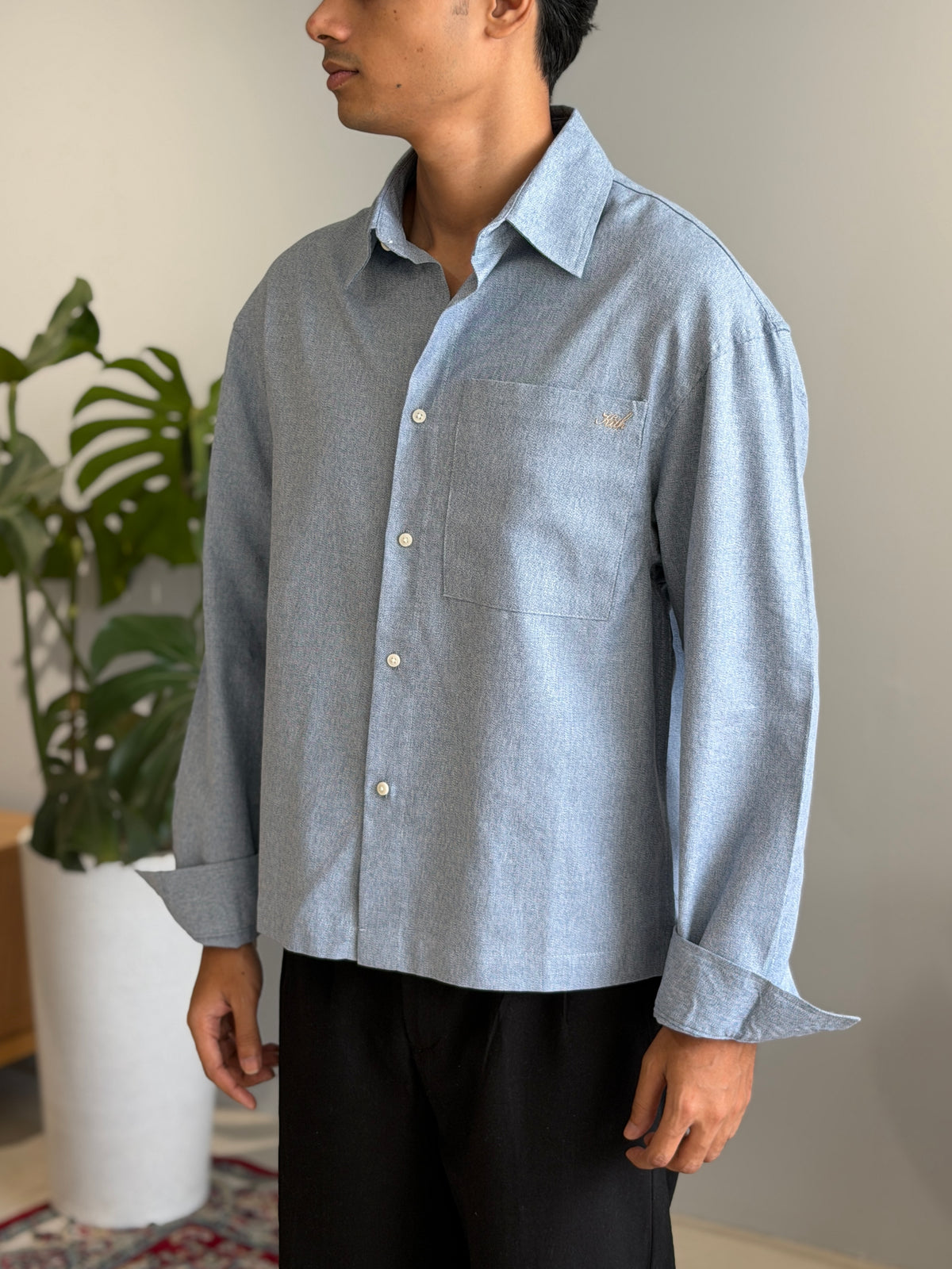 Aajkaal Flannel Shacket  - Frosted Sky Blue