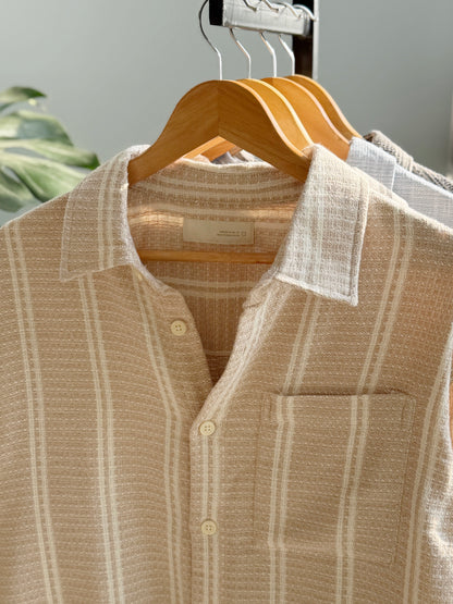 The Textured Drop - Beige Stripe