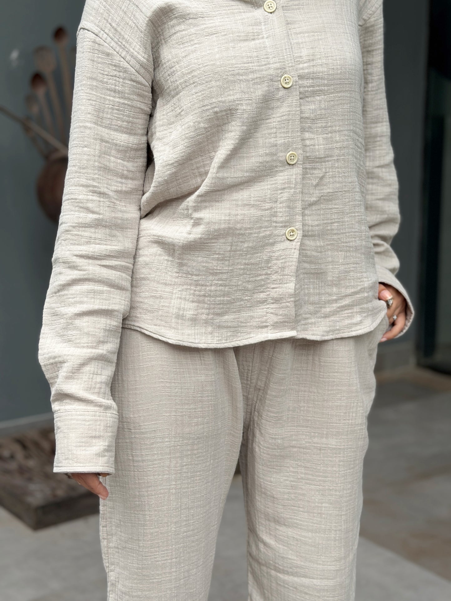 Double Gauze Baggy Pant - Beige