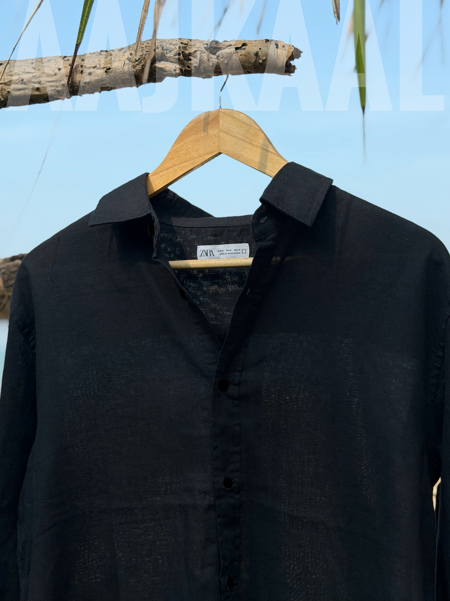 Black Soft Linen Full Sleeve Shirt