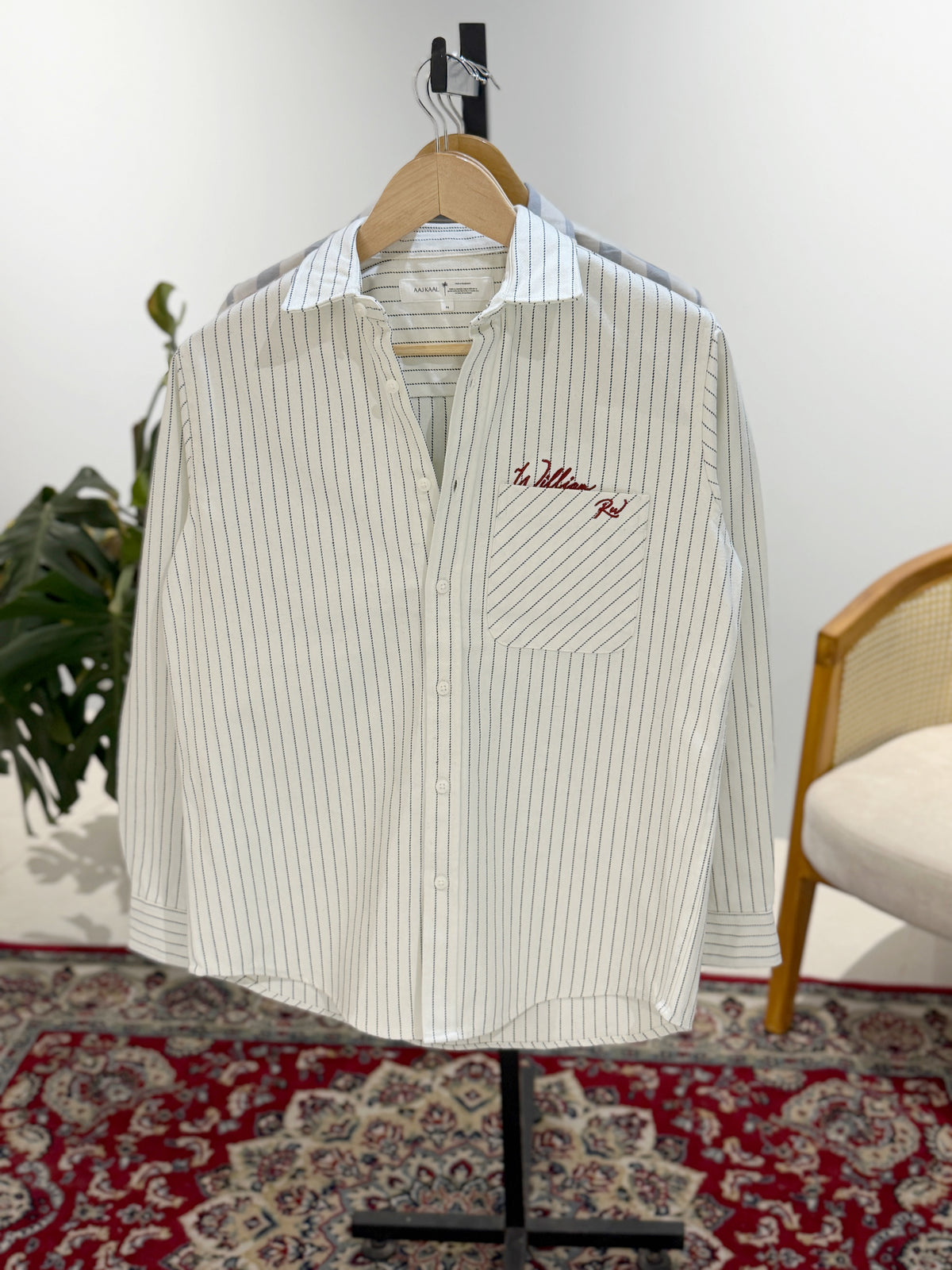 The William RW Shirt  -  Pearl White Stripe.