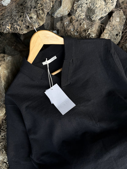 Aajkaal Black Everyday Knitted Polo