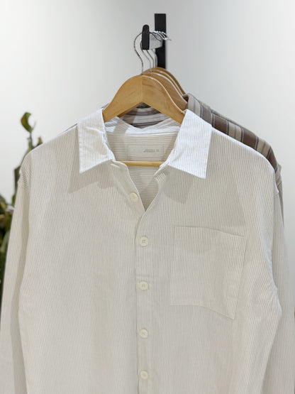 The Drape Shirt  -  White Stripe