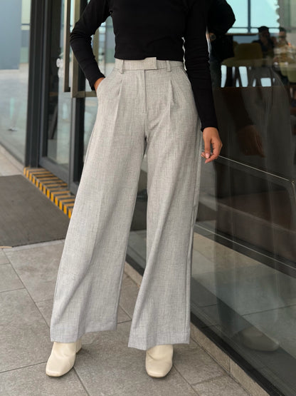 Urban Stone Grey High Waist Wide Leg Pant