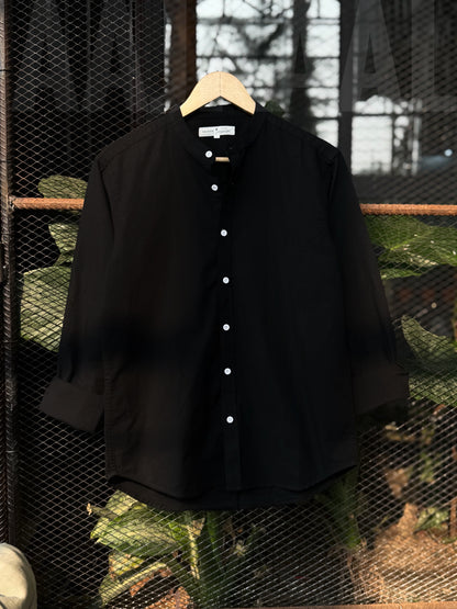Black Band Collar Full Sleeve Shirt
