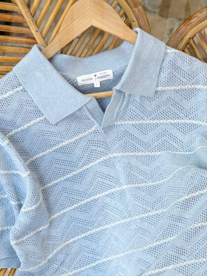 Baby Blue Zigzag Knitted Polo