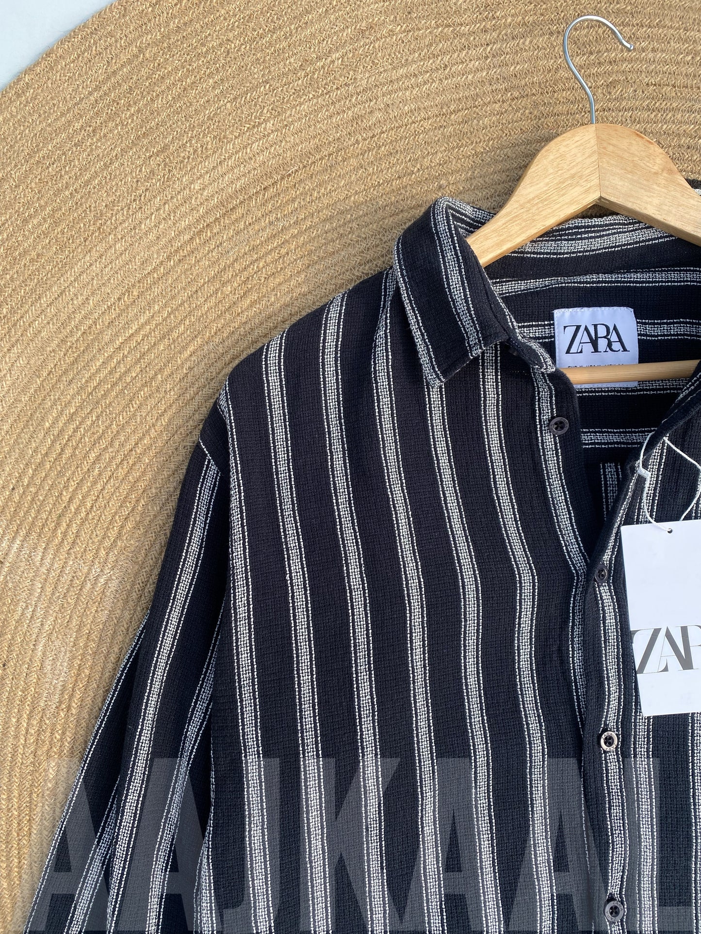 Textured Black Stripe Full Sleeve Shirt