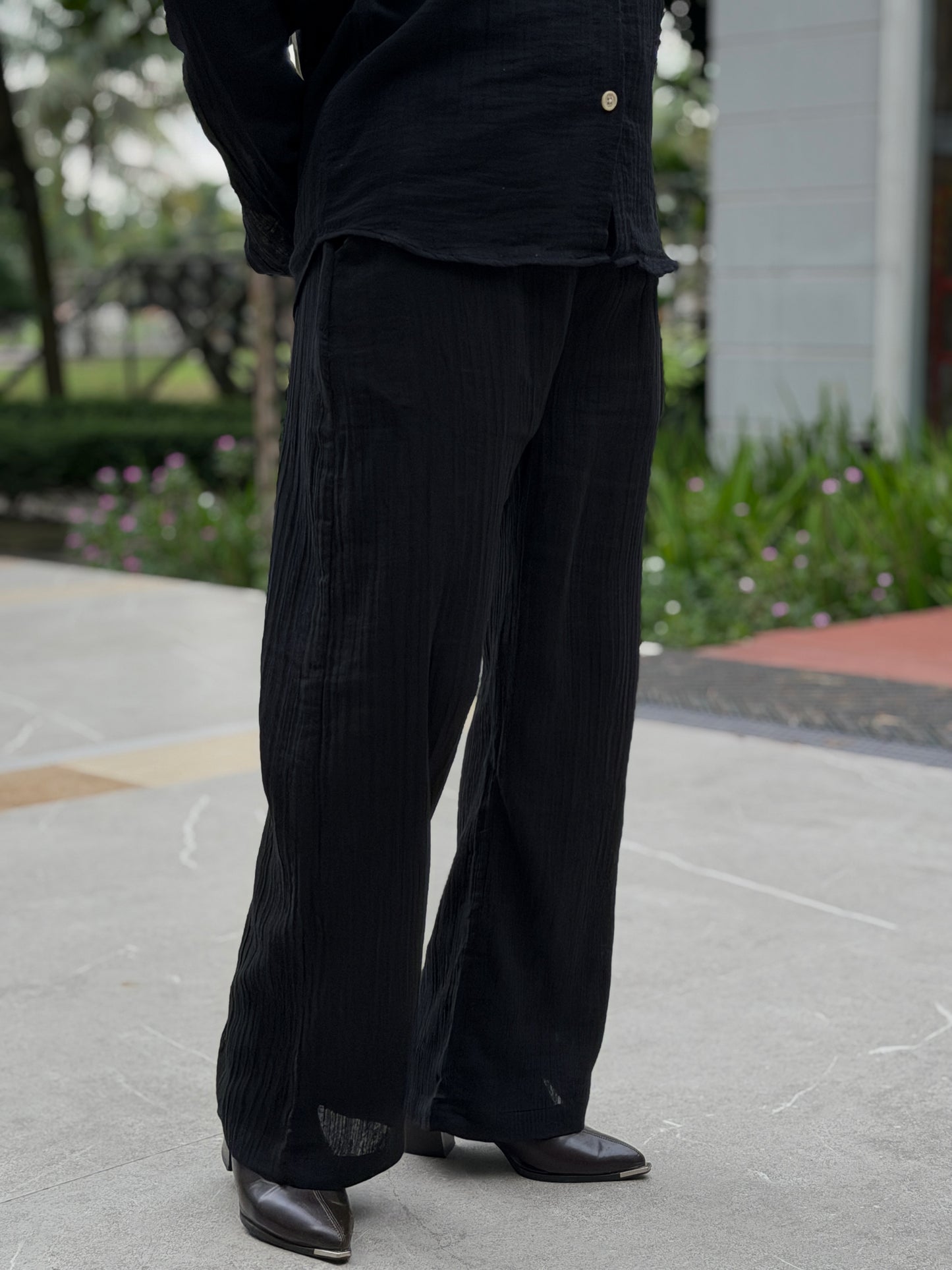 Double Gauze Baggy Pant - Black