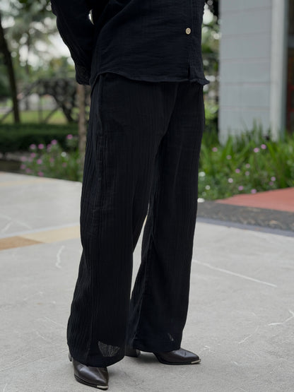 Double Gauze Baggy Pant - Black