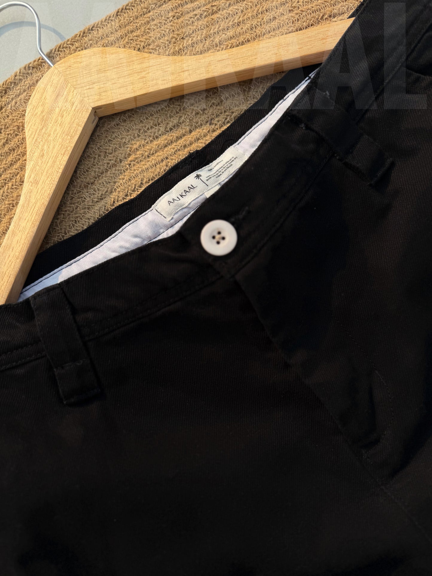 6 Pocket Black Gabardine Cargo Pant