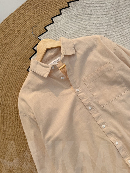 Linen Creamy Peach Full Sleeve Shirt