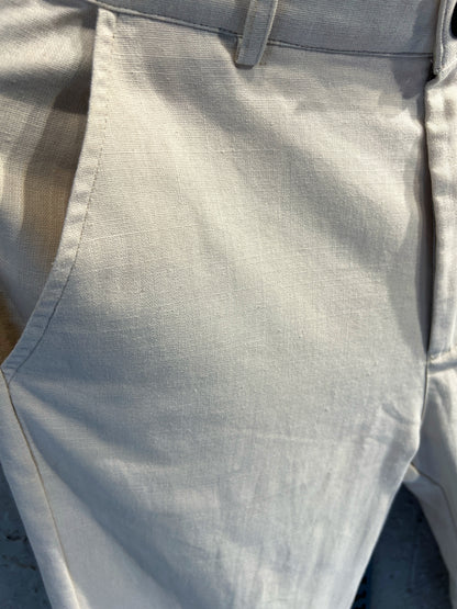 Off-white Linen Baggy Pant