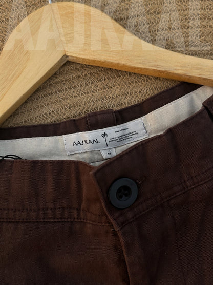 Coffee Structured Baggy Gabardine Pant