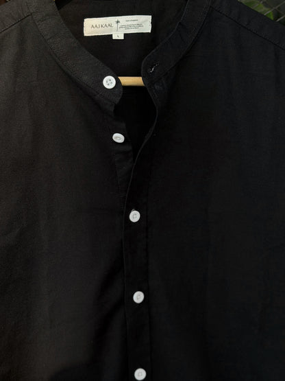 Black Band Collar Full Sleeve Shirt