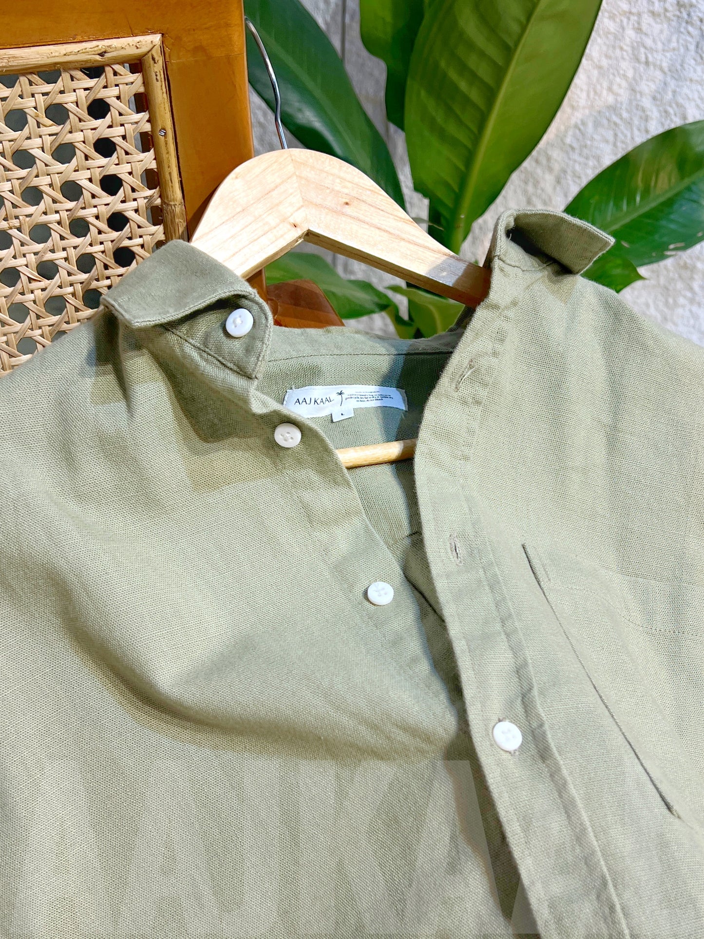 Linen Olive Full Sleeve Shirt