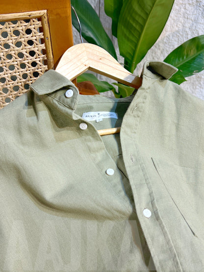 Linen Olive Full Sleeve Shirt