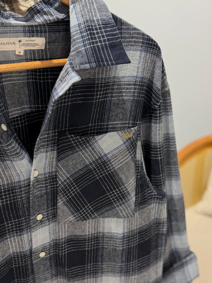 Aajkaal Flannel Shacket  - Vintage Navy Plaid