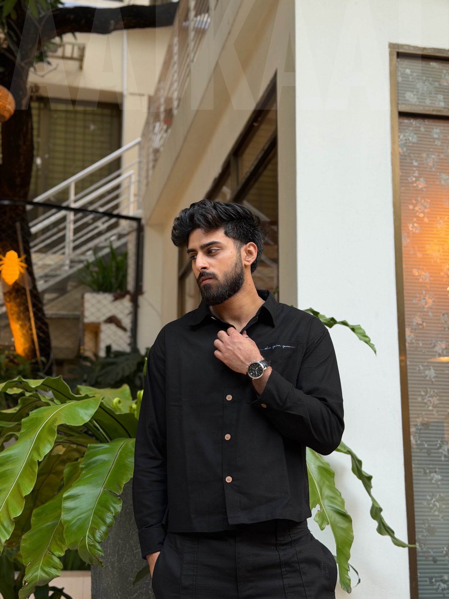 Aajkaal Black Embroidery Boxy Shirt