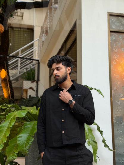 Aajkaal Black Embroidery Boxy Shirt