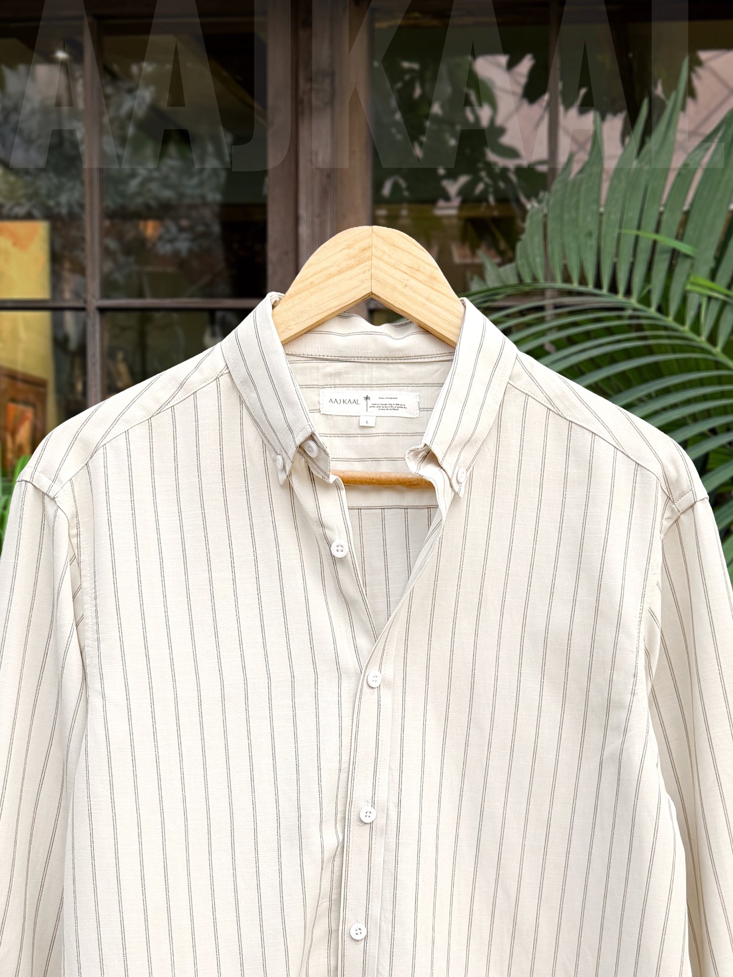 Fancy White Double Line Full Sleeve Shirt