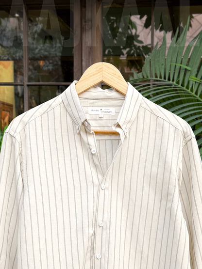 Fancy White Double Line Full Sleeve Shirt