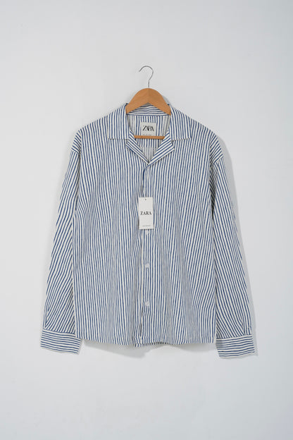 Blue Stripe Oversized Full Sleeve Shirt