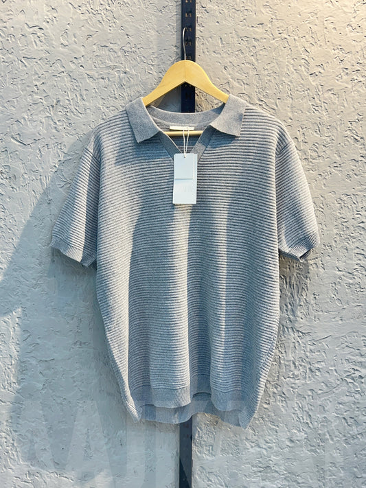 Aajkaal Grey Knitted Polo Shirt
