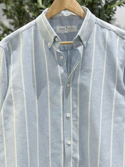 Fancy Sky Blue Stripe Full Sleeve Shirt