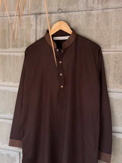 Coffee Elegant Embroidered Panjabi