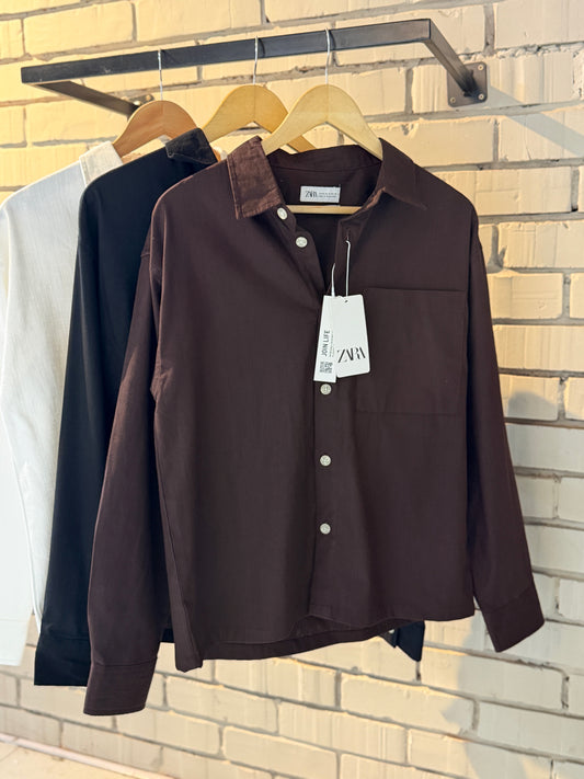 Boxy Full Sleeve Shirt - Coffee