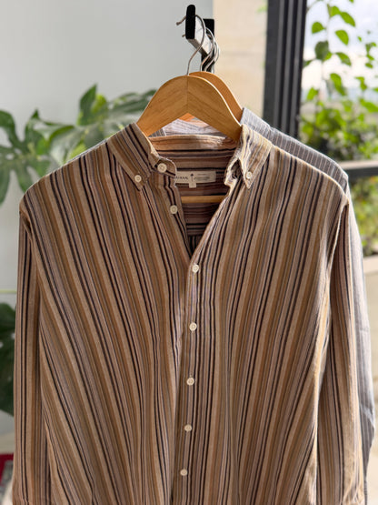 The Finesse Shirt - Mocha Brown Stripe