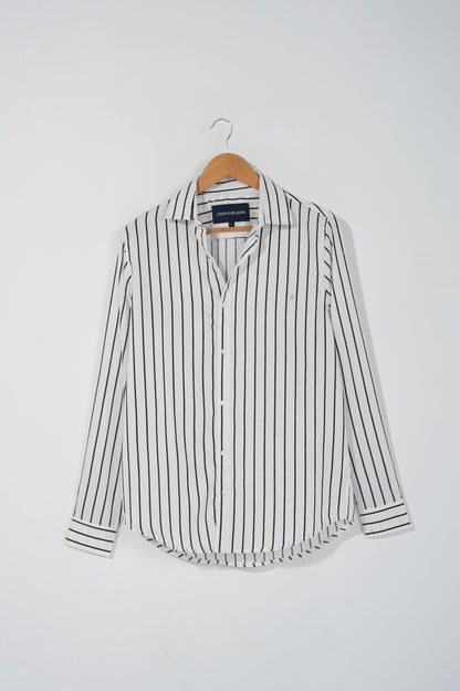 White with Black Stripe Full Sleeve Shirt