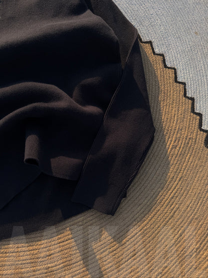 Navy Blue High Neck Half Zip Oversized Knitted Sweater