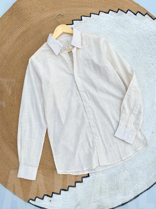 Light Beige Gentle Stripe Full Sleeve Shirt