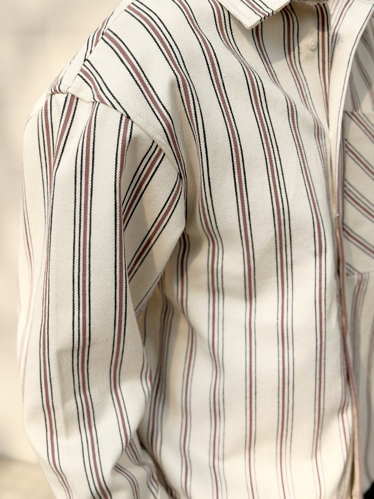 Aajkaal Flannel Shacket  - Brown Stripe