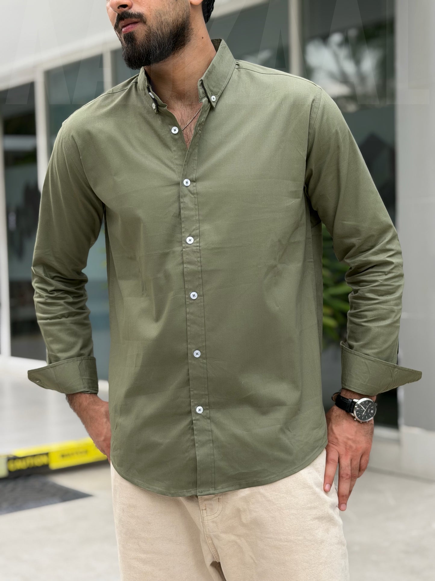 Oxford Olive Full Sleeve Shirt