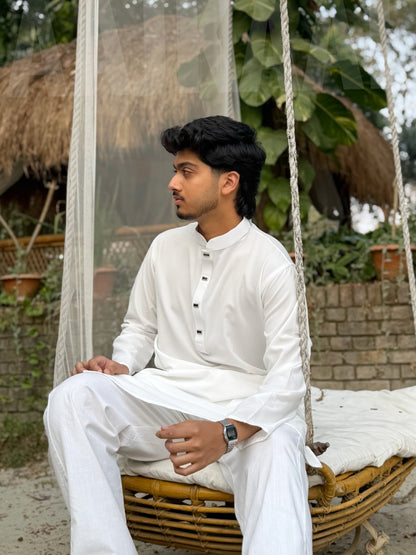 AajKaal Moon White Minimul Panjabi