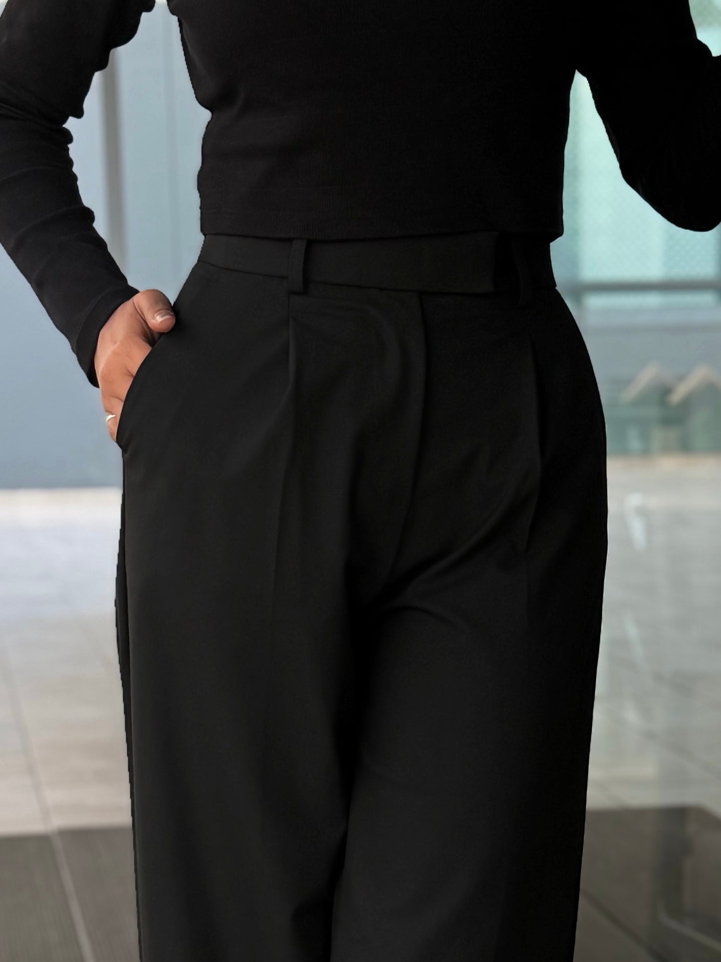 Urban Black High Waist Wide Leg Pant