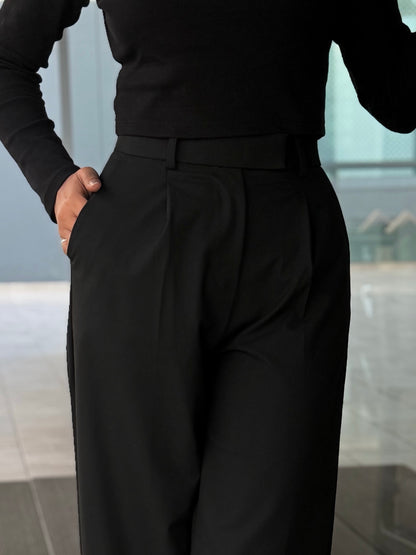 Urban Black High Waist Wide Leg Pant