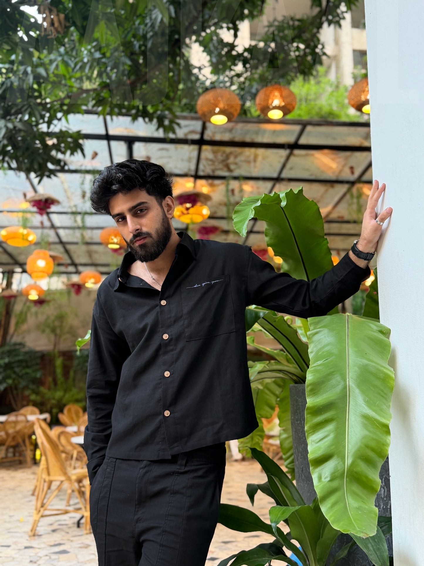 Aajkaal Black Embroidery Boxy Shirt