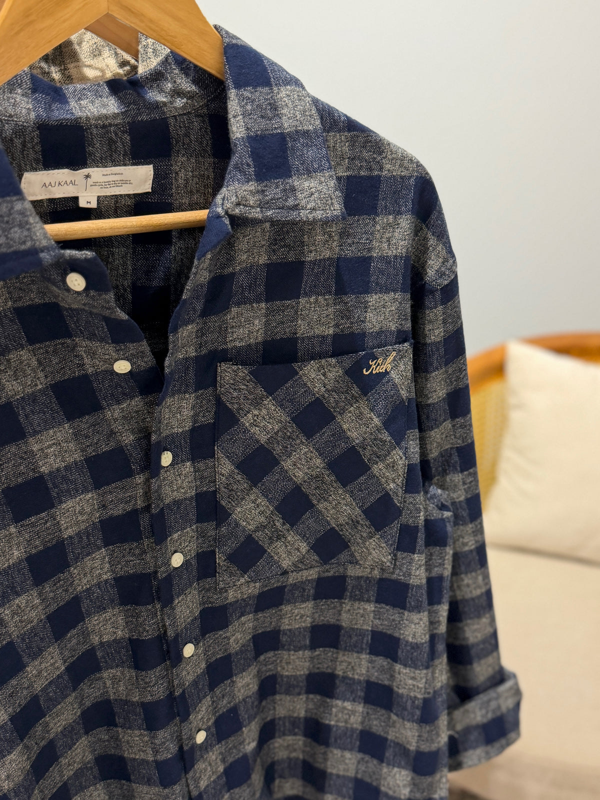 Aajkaal Flannel Shacket  - Midnight Blue Check.