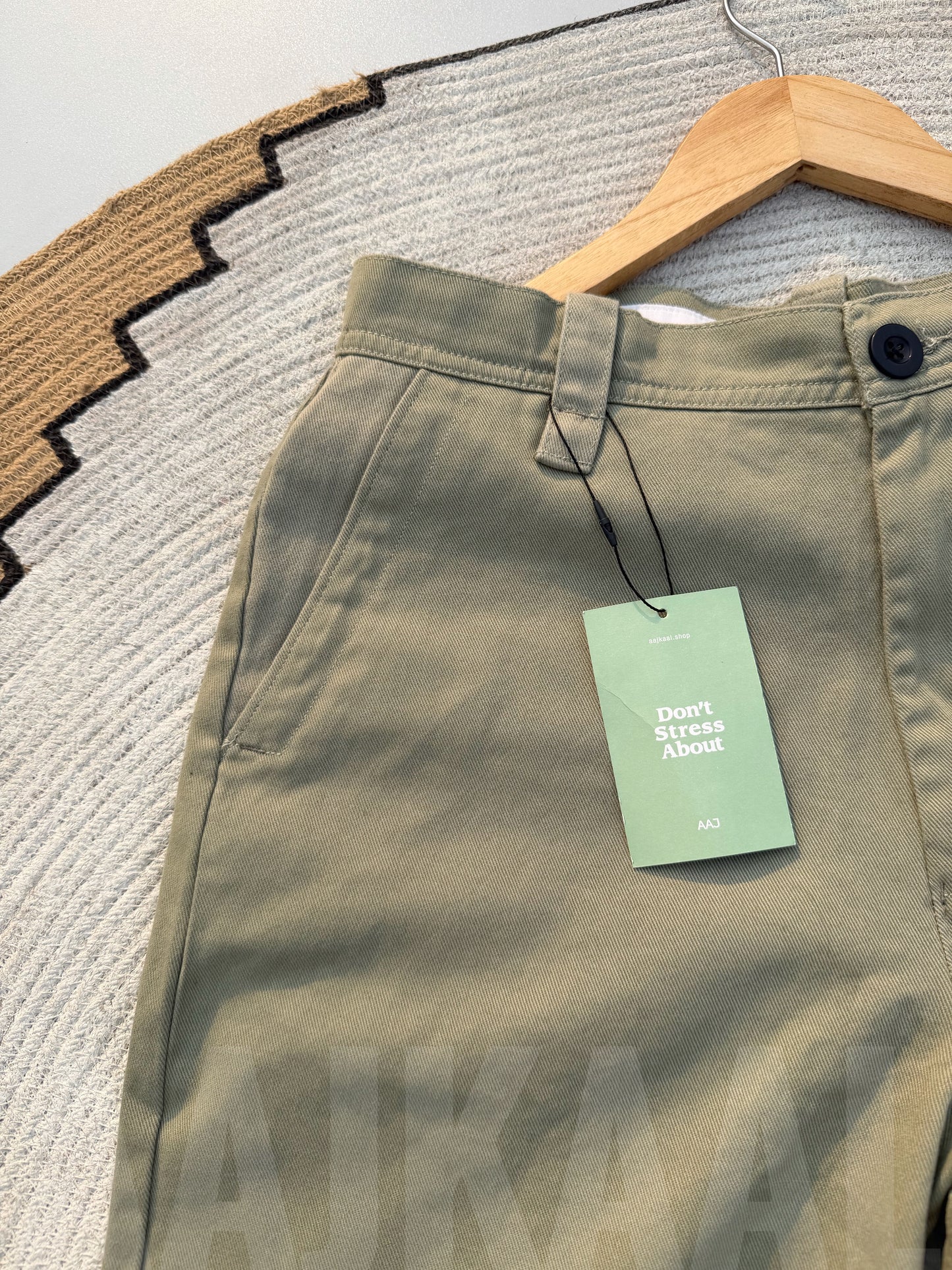 Olive Structured Baggy Gabardine Pant