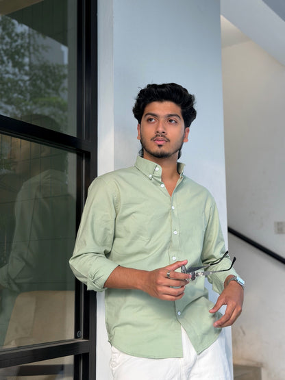 Oxford Mint Olive Full Sleeve Shirt