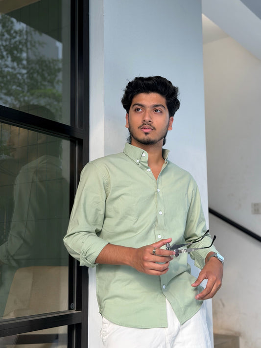 Oxford Mint Olive Full Sleeve Shirt