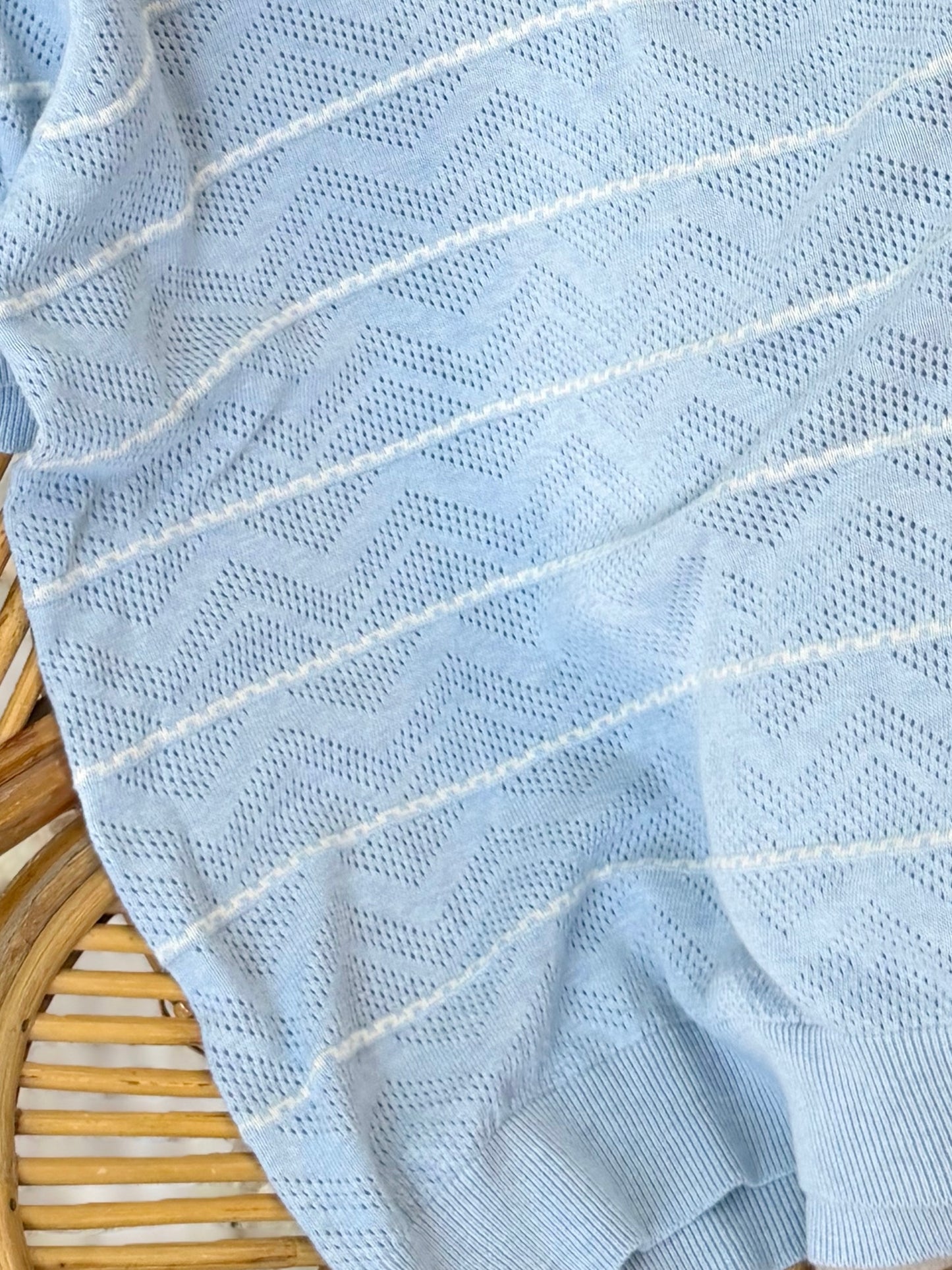 Baby Blue Zigzag Knitted Polo