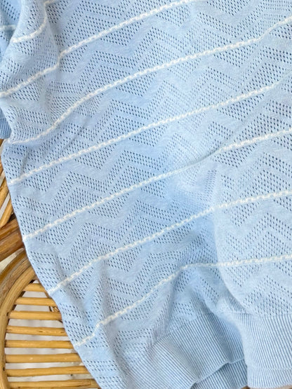 Baby Blue Zigzag Knitted Polo