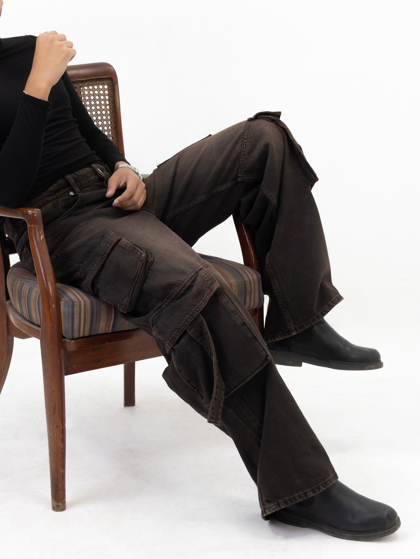 Aajkaal Red Mocha Drift Cargo Denim